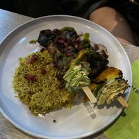 Jerk oyster mushroom, tofu and plantain skewers  at Jam Delish in North London