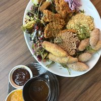 The Ultimate Platter Comes With Three Sauces, Jamaican Gravy, Jerky BBQ and Pineapple + Mango + Scotch Bonet dip 🥵  at Jam Delish in North London