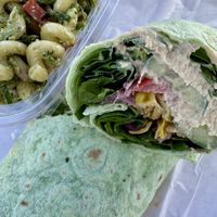 Vegan wrap and pasta saladd  at Roadrunner Grab+Go in Joshua Tree