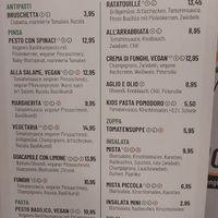 Menu at Vapiano in Karlsruhe