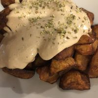 Patatas bravas con salsa de ajo negro at Mitica la Vella in Terrassa