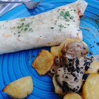 Wrap with "heura" (vegan meat) and potatoes at Mitica la Vella in Terrassa