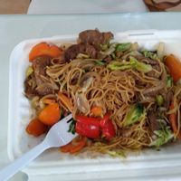 Yellow noodles at Loving Hut in Tampa