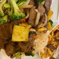 Pepper steak with rice   at Loving Hut in Tampa
