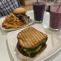Blt sandwich and a burger  at Loving Hut in Tampa