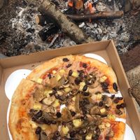 The vegan pizza with added pineapple!  at Flatbread Co in Amesbury