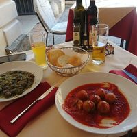 Gnocchi (left) and "meat" balls (right) at Al Ventitre in Lazise