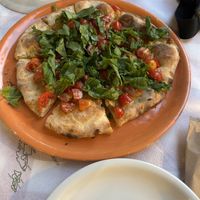 Bruschetta (looks like a pizza)   at Da Giovanni Aglio e Olio in Corfu