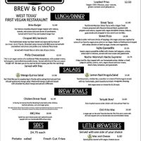 Menu at Brew St. in Midland