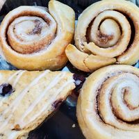 Cinnamon rolls with blueberry scone at Brew St. in Midland