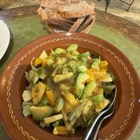 Avocado salad with delicious walnut bread   at Natural Cafe in Mallorca