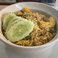 Vegan pineapple fried rice in clay pot, 79 baht  at Maeya in Udon Thani