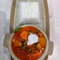 Vegan panang curry with rice. at Maeya in Udon Thani