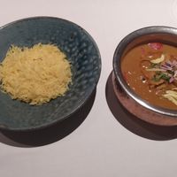 Plant based chicken curry and saffron rice at Nirvana New York in Tokyo