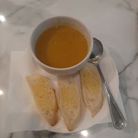 Pumpkin soup :) at Began Vegan in Bangkok