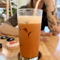 Thai milk tea with signature milk  at Began Vegan in Bangkok