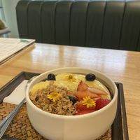 Smoothie bowl with mulberries   at Began Vegan in Bangkok