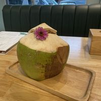 Fresh cold coconut  at Began Vegan in Bangkok