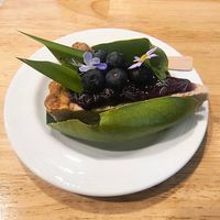 Bluberry cheese pie at Began Vegan in Bangkok