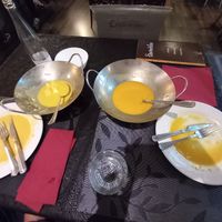 Yellow tofu & red vegan chicken curries... same same at Sawadika in Zaragoza