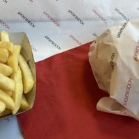 Burger and fries  at Hood Burger in Ljubljana