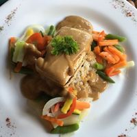  Teriyaki tofu  at Ylang Ylang Beach Resort Restaurant in Montezuma