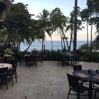 Right on beach at Ylang Ylang Beach Resort Restaurant in Montezuma