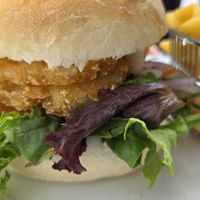 Burger and chips at The Little Red Grape Co in Sevenhill