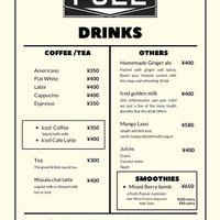 Drinks menu at Fuel in Yomitan