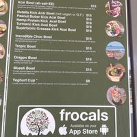Smoothie Bowl Menu at Frocals Kings Beach in Caloundra