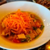 Tom Yam Tofu with shredded carrot at The Road Less Travelled in Koh Samui