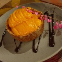 Peach tart at Shann Cafe  in Chiang Rai