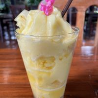 Pineapple smoothie (listed in the drinks menu as pineapple juice), 70 baht  at Shann Cafe  in Chiang Rai