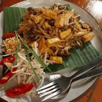 Pad Thai with mushrooms at Shann Cafe  in Chiang Rai