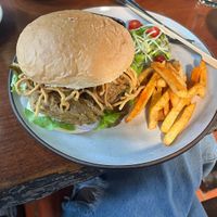 The signature Pan Kled burger (Khao Soi burger) is a must. It’s a little bit spicy but amazing   at Shann Cafe  in Chiang Rai
