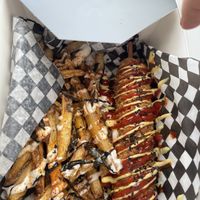 Corn dog & samurai fries  at Miso & Shiso in North Bay