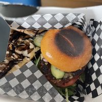 Burger & samurai fries  at Miso & Shiso in North Bay