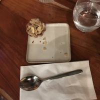 Banoffee pie (pastry case, sauce, dried banana chips). Teaspoon for size 😂  at Horticulture in Newcastle Upon Tyne