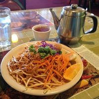 #77 Spicy Noodles with meat of choice, basil chili, and bean sprouts at Bangkok West in Roseburg