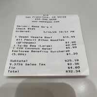 Expect to pay!   at SFO - Mama Go's Filipino Cuisine - T1 in South San Francisco