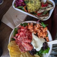 Taco bowl and quiche (tofu based) at Kombucha Cafe in Murwillumbah