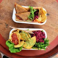 Vegan Lentil Empananas. Toasted Tempe mince sandwich at Kombucha Cafe in Murwillumbah