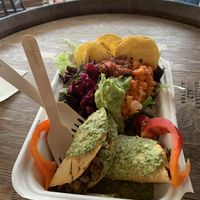 Empanadas with spicy chimichurri   at Kombucha Cafe in Murwillumbah