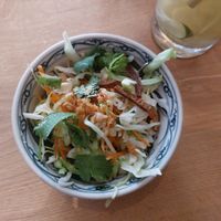 Complementary salad with coriander at Well Being in Cologne