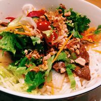 rice noodles big bowl with beef and chicken  at Well Being in Cologne