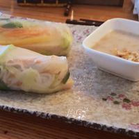 Summer rolls with very delicious peanut sauce! at Well Being in Cologne