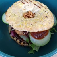 Vegan chicken bagel at Frooteria in Munich