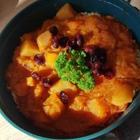 Vegan pumpkin goulash at Frooteria in Munich
