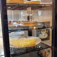 Vegan cake on top shelf at Seecafé in Goeppingen