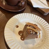 Hot Matcha latte and a half brownie😍  at Zeroism - Vegan Café & bakery in Ho Chi Minh City